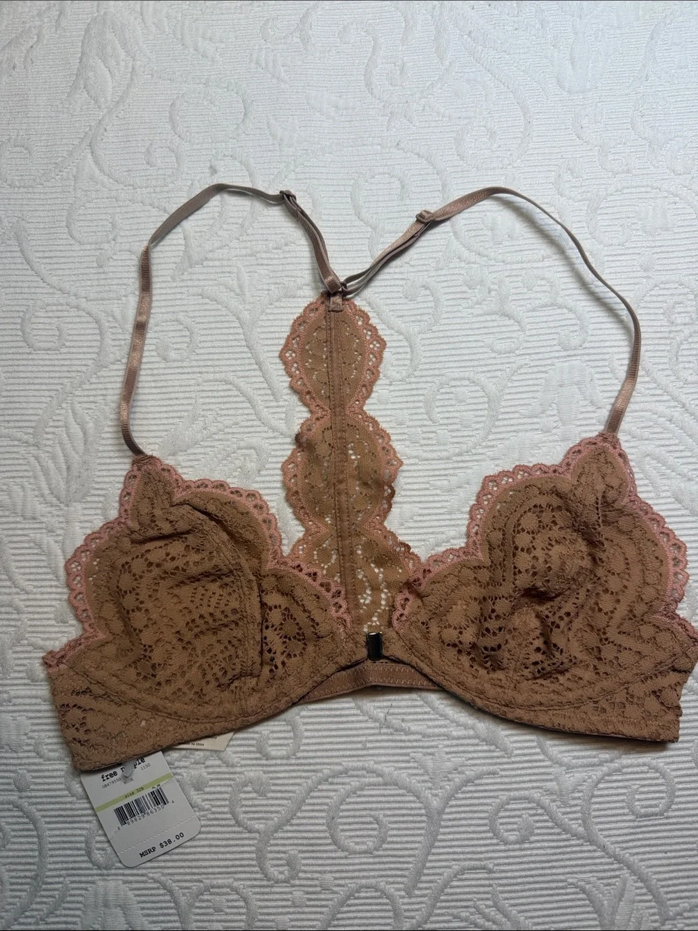 Intimately Free People  Nude 32B Lace Racerback Bralette NWT